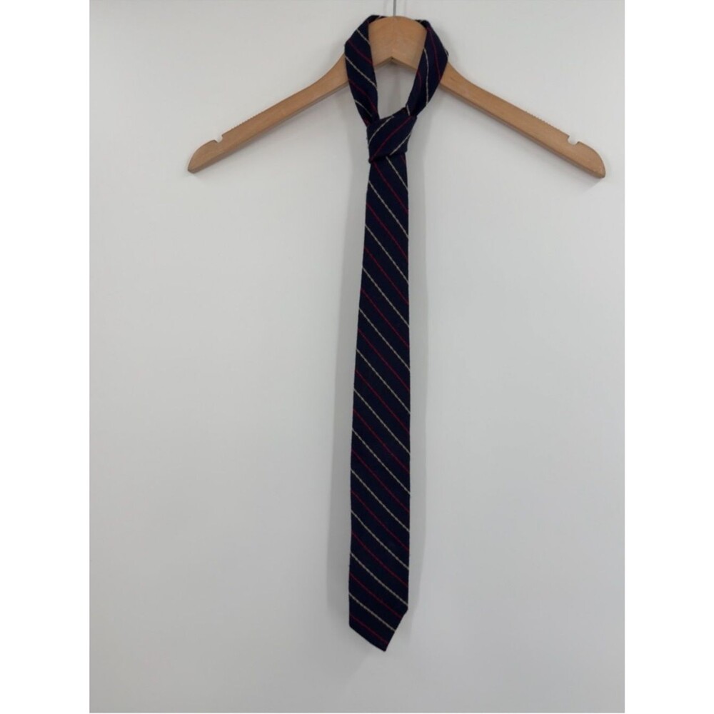J.Crew Wool Silk Stripe Tie in Atlantic Navy | One Size - Picture 5 of 6